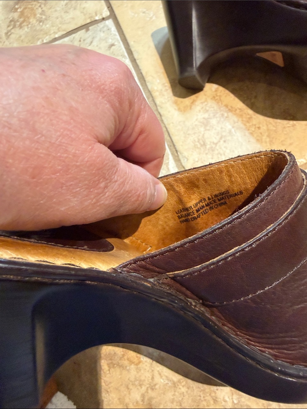 Born Dark Brown Leather Buckle Mule Heels - Picture 6 of 7
